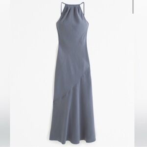 Sleek Halter Mini Dress in Slate Gray